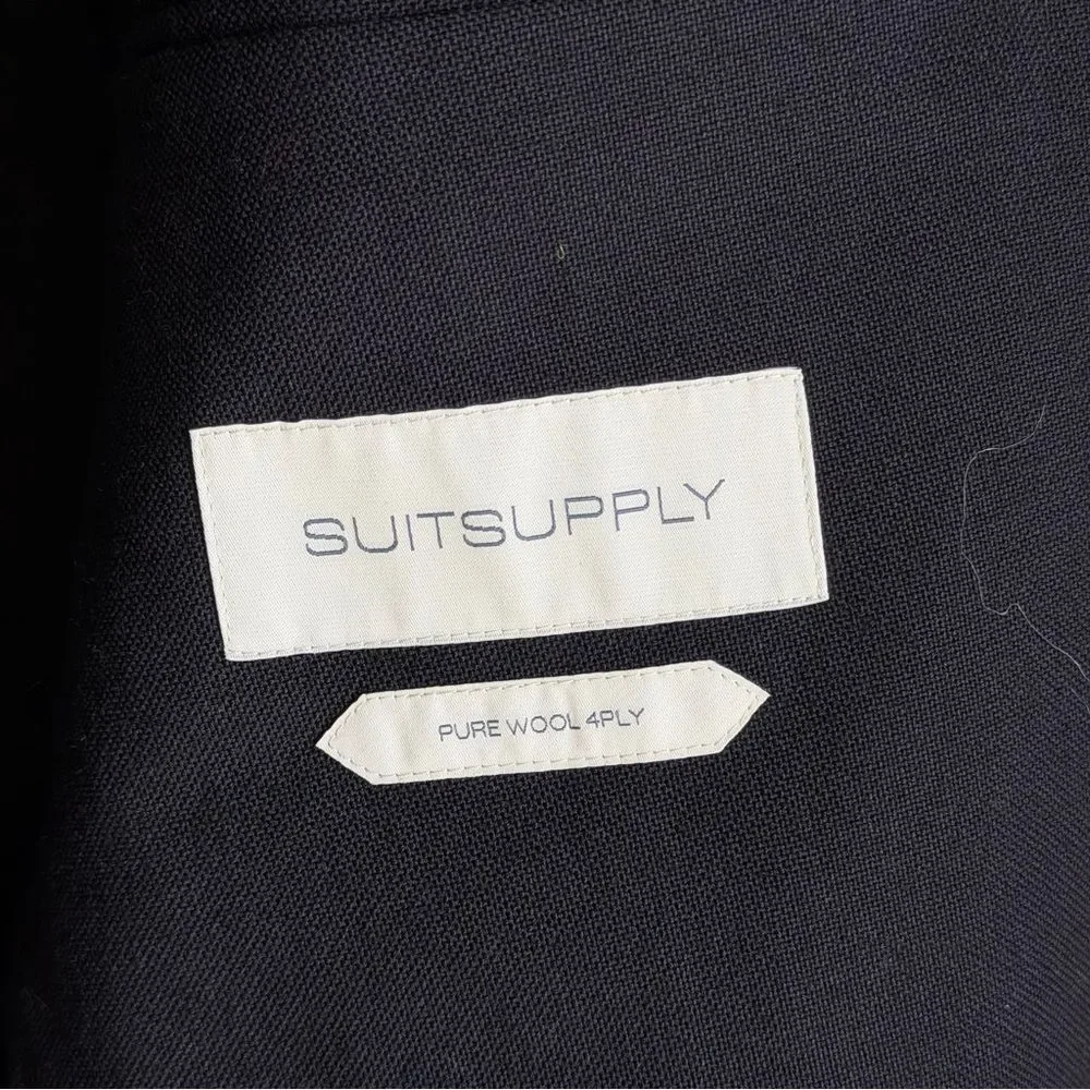 SuitSupply Havana Jetted Unlined Wool 4Ply Blazer 44S Black Rogna Quiet Luxury